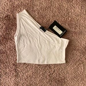 white one shoulder crop top
